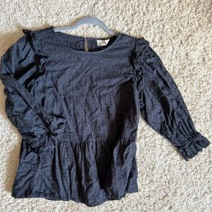 Black, long sleeved eyelit blouse from target